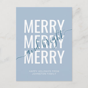 Cartão Postal Elegante alegre e brilhante Natal azul feriado