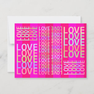 Cartão Postal "Elegante "AMOR" Moderno Colorido" em Rosa Vibrant