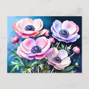 Cartão Postal Elegante Anemona Floral