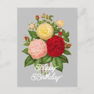 Cartão Postal Elegante Aniversário Céline Forestier Rosa Vintage