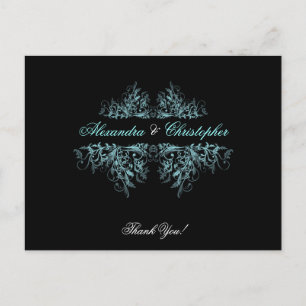 Cartão Postal Elegante Aqua Swirls Obrigado