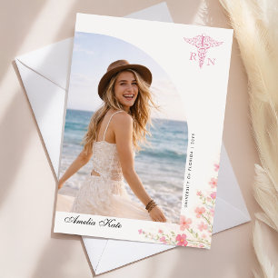 Cartão Postal Elegante Arco Rosa Foto RN Graduação Agradecimento