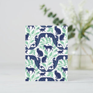 Cartão Postal Elegante Art Nouveau Mint Blue Black Whimsical