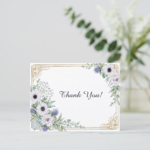 Cartão Postal Elegante Arte Deco Botânica Dourada Agradecimento
