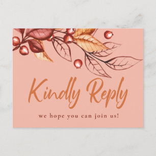Cartão Postal Elegante Autumn Earth tone Terracotta Wedding RSVP