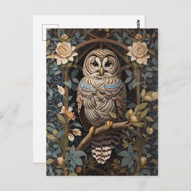Cartão Postal Elegante Barred Owl William Morris Inspirou (Frente/Verso)