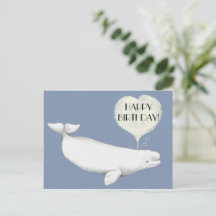 Elegante Beluga Baleia Ilustração Feliz Aniversári