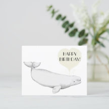 Elegante Beluga Baleia Ilustração Feliz Aniversári
