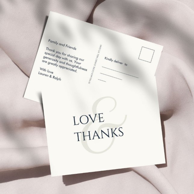 Cartão Postal Elegante Black and Ivory Non-Photo Obrigado (Criador carregado)