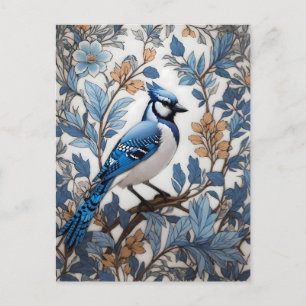 Cartão Postal Elegante Blue Jay William Morris Inspirou