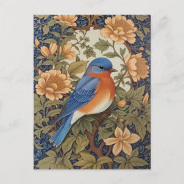 Cartão Postal Elegante Bluebird Oriental William Morris Inspirou