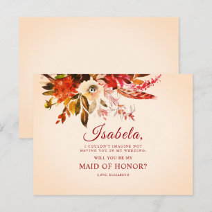 Cartão Postal Elegante Boho Autumn Madrinha de casamento Floral