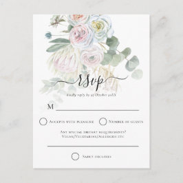 Cartão Postal Elegante Boho Florals Eucalyptus Wedding RSVP