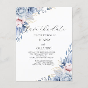 Cartão Postal Elegante Boho Wildflower salva a data