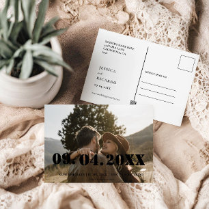 Cartão Postal Elegante Bold - Letra Foto Casamento Salve a data