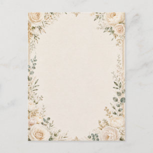 Cartão Postal Elegante Botânico em Papel Artesanal Antigo