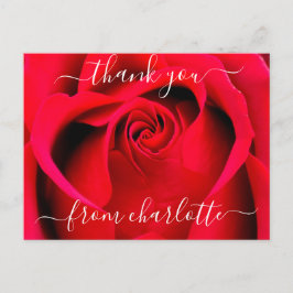 Cartão Postal Elegante Carta de Rosa Vermelha Floral Obrigado
