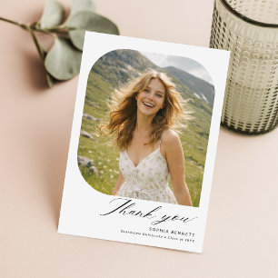 Cartão Postal Elegante Carta e Foto de Agradecimento de Graduaçã