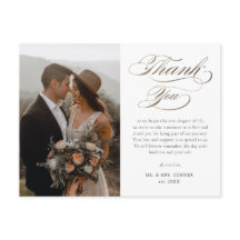 Elegante Casamento Dourado de Script Obrigado