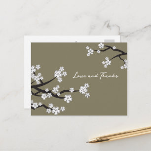 Cartão Postal Elegante Cereja Branca Blossomas Sakura Amor e Obr