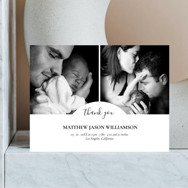 Cartão Postal Elegante Colagem de Fotos Luxuosa Obrigado Bebê (Criador carregado)