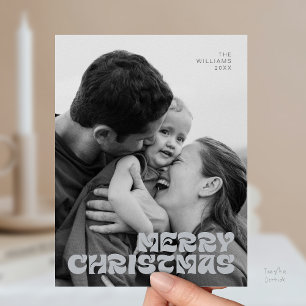 Cartão Postal Elegante com Estilo, Feliz Natal Família Foto Chic