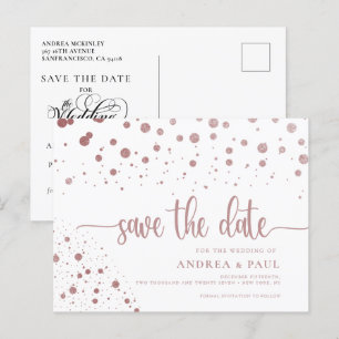 Cartão Postal Elegante Confetti Casamento Salvar A Data