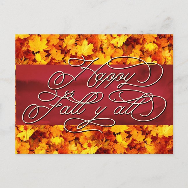 Cartão Postal Elegante Cozy Autumn Vibes Cita Feliz Queda (Frente)
