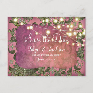 Cartão Postal Elegante Damasco Boho Inspirado Indiano   Rosa