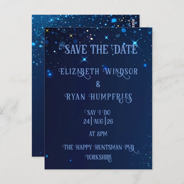 Cartão Postal Elegante Design de Sparkle Verde para Casamento (Frente/Verso)