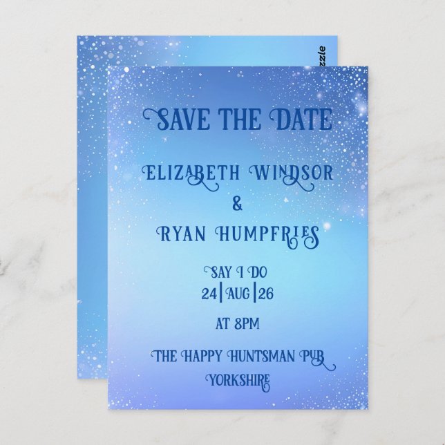 Cartão Postal Elegante Design de Sparkle Verde para Casamento (Frente/Verso)