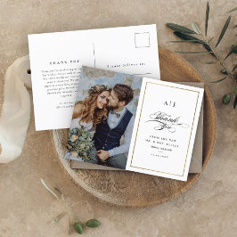 Cartão Postal Elegante Dourado Casamento Fotográfico Obrigado Ca