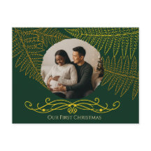 Elegante Dourado Fern Frame Verde Nosso Primeiro N