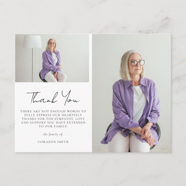 Cartão Postal Elegante Duas Simpatia Fotográfica Funeral Obrigad (Frente)