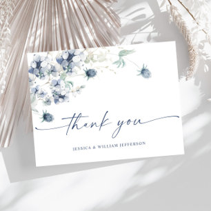 Cartão Postal Elegante Dusty Blue Winter Foliage Boho Obrigado