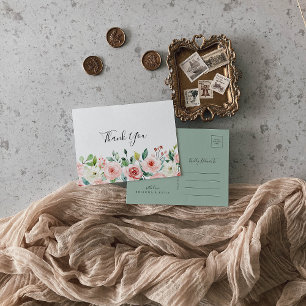 Cartão Postal Elegante e Delicado Agradecimento Floral de Outono