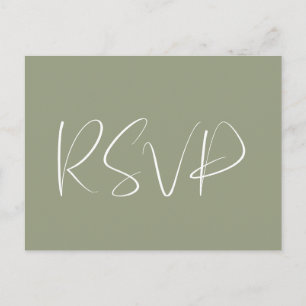 Cartão Postal Elegante e moderno RSVP de casamento em verde Sage