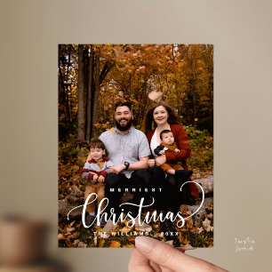 Cartão Postal Elegante e Rústico, Feliz Natal Foto da Família