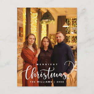 Cartão Postal Elegante e Rústico, Feliz Natal Foto da Família