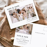 Cartão Postal Elegante editável Salvar a data 4 Foto simples<br><div class="desc">Paisagem Moderna e Elegante Horizontal Quatro (4) Foto Salve o Magnete de Casamento de Data com tipografia de script com letra de mão. O ímã para salvar o convite de data inclui tipografia de script e chic e design simples para a qual você pode adicionar sua fotografia personalizada de noivado....</div>