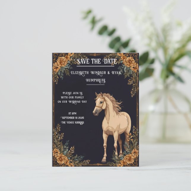 Cartão Postal Elegante Equestrian Romance (Em pé/Frente)
