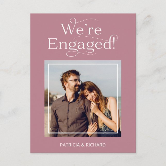 Cartão Postal Elegante Estamos anunciando o Noivado (Frente)
