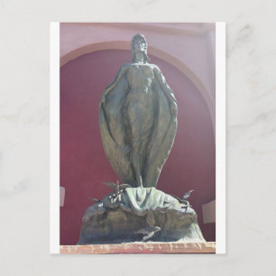 Cartão Postal Elegante Estátua de Bronze de Mulher