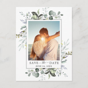 Cartão Postal Elegante Eucalipto FOTO Casamento Salve a Data