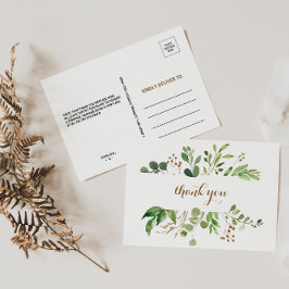Cartão Postal Elegante Eucalyptus Leaf Greenerence Obrigado