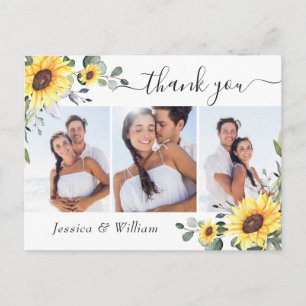 Cartão Postal Elegante Eucalyptus Sunflower PHOTO Obrigado