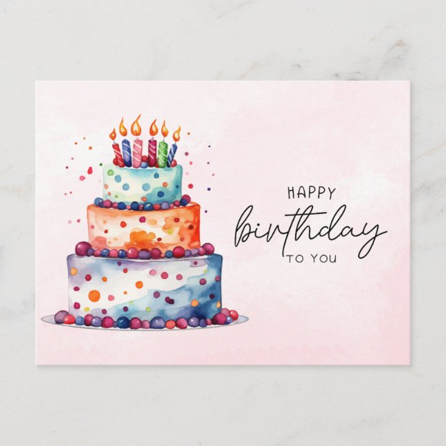 Cartão Postal Elegante Feliz aniversário para você  (Frente)