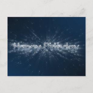 Cartão Postal Elegante Feliz Aniversário partículas brilhantes c
