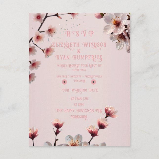 Cartão Postal Elegante Floral Blossom Invitation Design S (Frente)