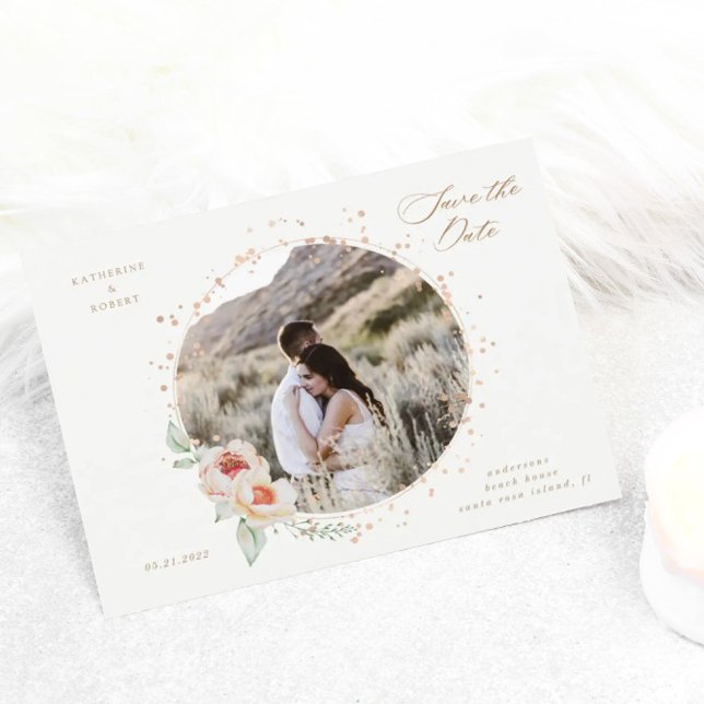 Cartão Postal elegante floral de jardim de verão guarde a data (Criador carregado)